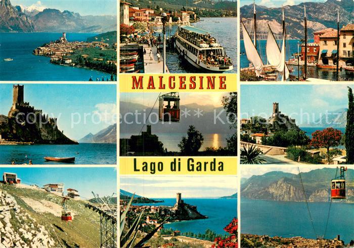 73757667 Malcesine Lago di Garda Fahrgastschiff Hafen Schloss Seilbahn