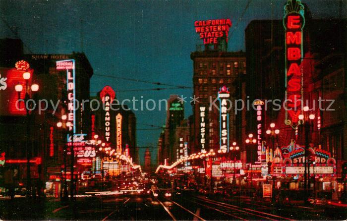 73763091 San Francisco California Market Street at Night