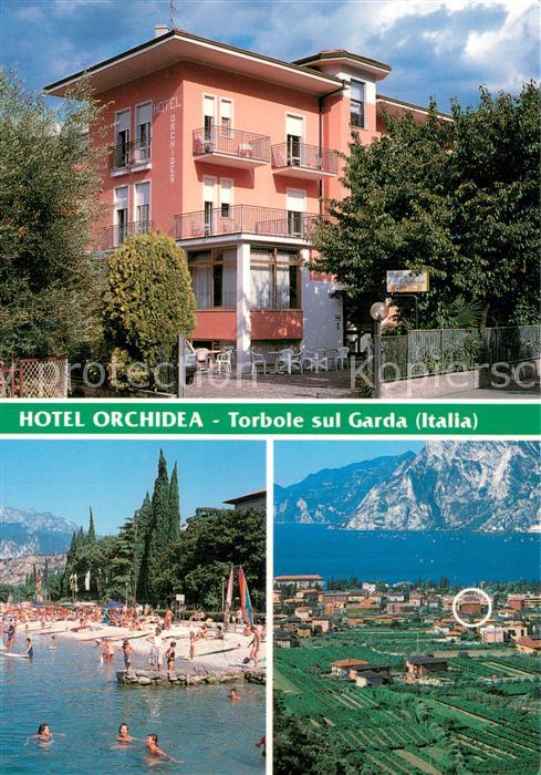 73765994 Torbole Lago di Garda Hotel Orchidea Strand Fliegeraufnahme