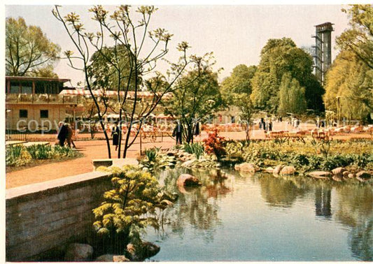 73836001 Expositions Gartenbau Hamburg 1953 Seeterrasse mit Philips Turm