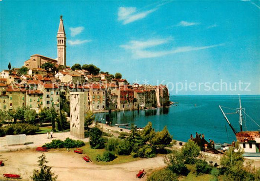 73774569 Rovinj Rovigno Istrien Croatia Ansicht Kuestenort mit Kirche Parkanlage