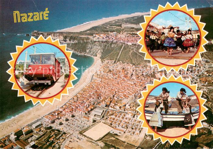 73781100 Nazare Portugal Fliegeraufnahme Zahnradbahn Folklore Fischer