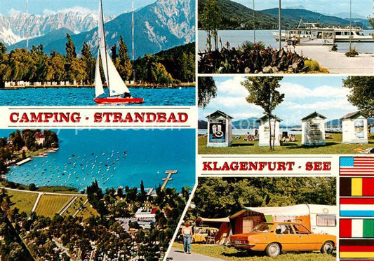 73786545 Woerthersee Fliegeraufnahme Strandbad m. Karawanken - Camping-Strandbad