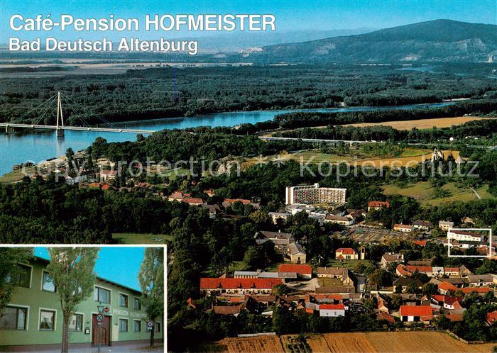 73786007 Bad Deutsch-Altenburg Fliegeraufnahme Gesamtansicht u. Cafe-Pension Hof