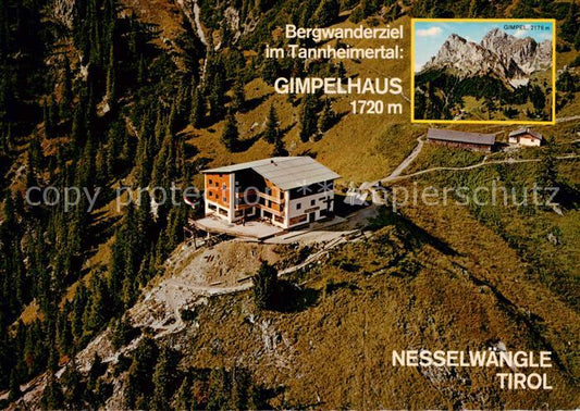 73791728 Nesselwaengle Tirol AT Gimpelhaus mit Gimpel Fliegeraufnahme