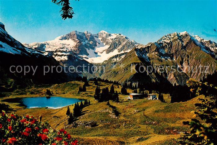 73791850 Koerbersee Schroecken Vorarlberg AT mit Braunarlspitze im Bregenzerwald