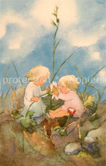 73837890 Kinder Child Enfants Litho Kinder Bluemen