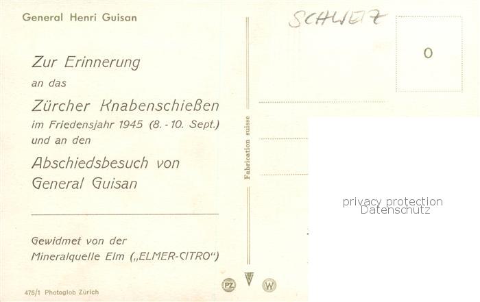 73837622 Militaria Schweiz General Henri Guisan