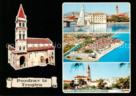 73796230 Trogir Trau Croatia Kirche Segelpartie Fliegeraufnahme