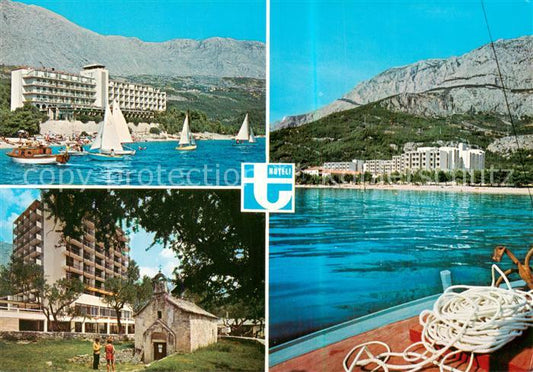 73796773 Tucepi Makarska Croatia Teilansichten Kapelle Boot