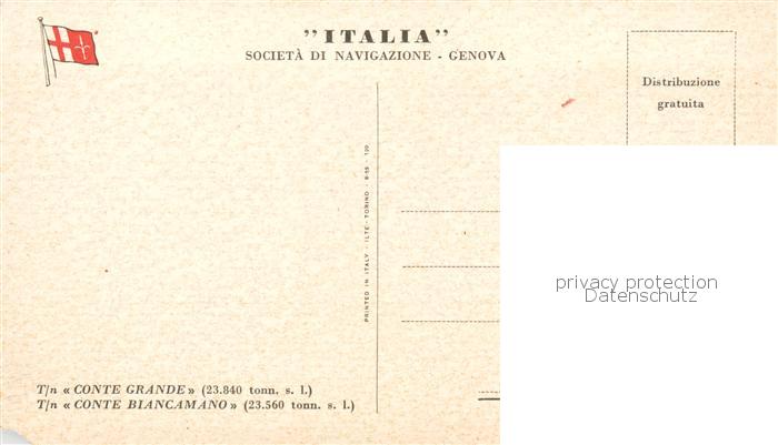 73893328 Dampfer Binnenschifffahrt ITALIA CONTE GRANDE Litho