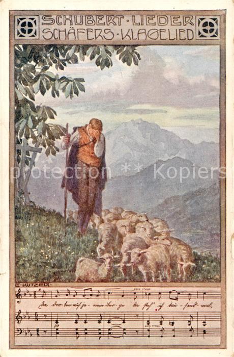 73898523 Liederkarte Schaefers Klagelied Litho