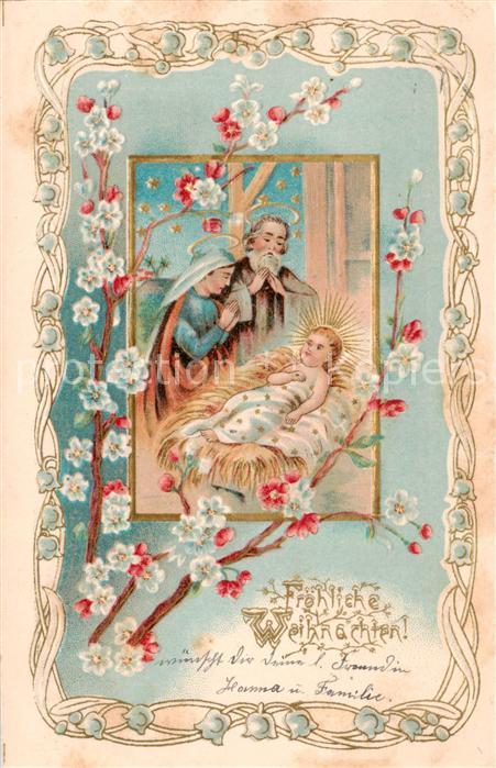 73921528 Krippe Weihnachtskrippe Crib Copier Froehlische Weihnachten Litho