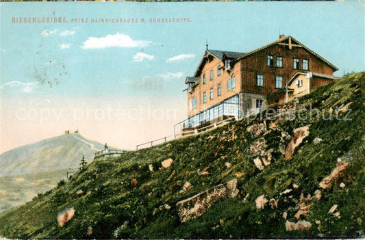 73805353 Riesengebirge Krkonose Karkonosze Prinz Heinrich Baude mit Schneekoppe