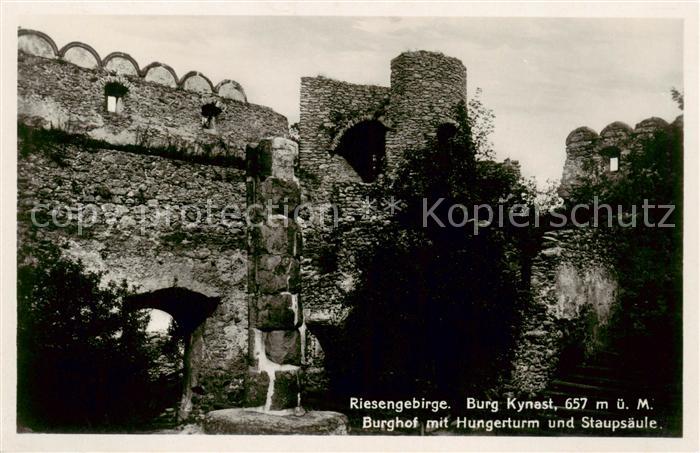 73805503 Riesengebirge Krkonose Karkonosze Burg Kynast Burghof mit Hungerturm un