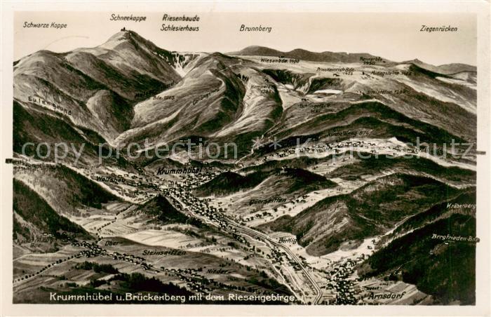 73805694 Krummhuebel Karpacz Riesengebirge PL und Brueckeberg Panorama