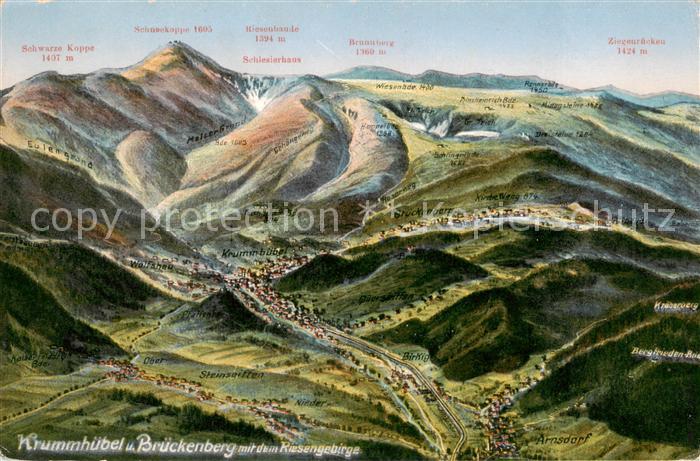 73805869 Krummhuebel Karpacz Riesengebirge PL und Brueckenberg mit Riesengebirge