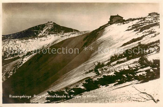 73806815 Riesengebirge Krkonose Karkonosze Prinz Heinrich Baude und Koppe im Win