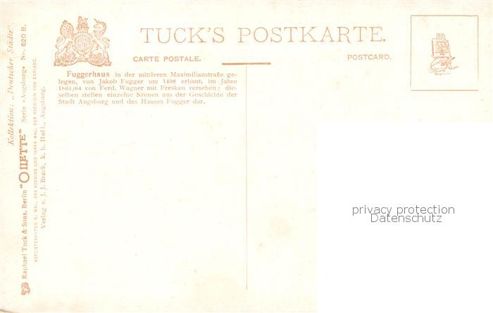 73895694 Verlag Tucks Oilette Serie Nr. Nr. 620 B Augsburg Fuggerhaus