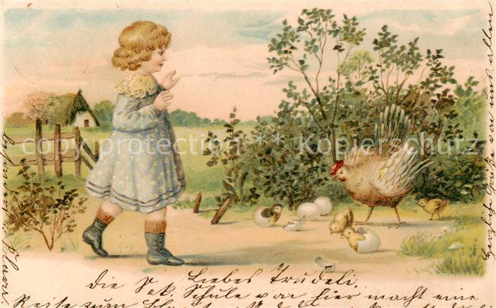 73896025 Kinder Child Enfants Huhn Kuecken Ostern Litho