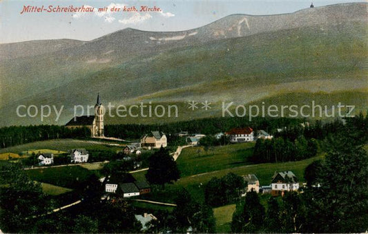 73808956 Mittel-Schreiberhau Szklarska Poreba Riesengebirge PL Panorama mit kath