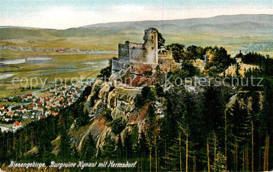 73809182 Hermsdorf Bad Riesengebirge PL Panorama mit Burgruine Kynast