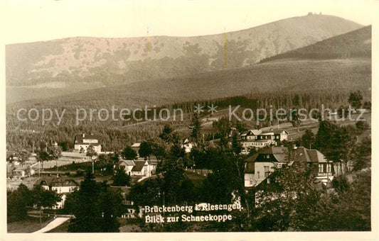 73809186 Brueckenberg Krummhuebel Riesengebirge PL Panorama mit Schneekoppe