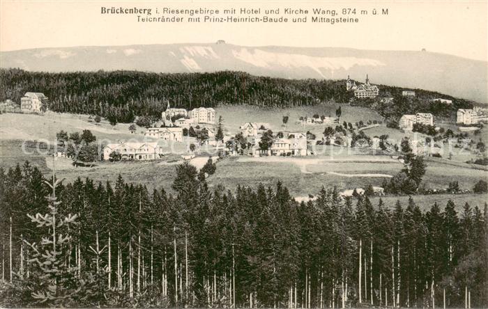 73809200 Brueckenberg Krummhuebel Riesengebirge PL mit Hotel und Kirche Wang Tei