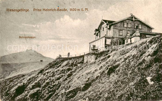 73809285 Riesengebirge Krkonose Karkonosze Prinz Heinrich Baude mit Schneekoppe