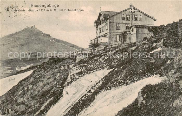 73809423 Riesengebirge Krkonose Karkonosze Prinz Heinrich Baude mit Schneekoppe