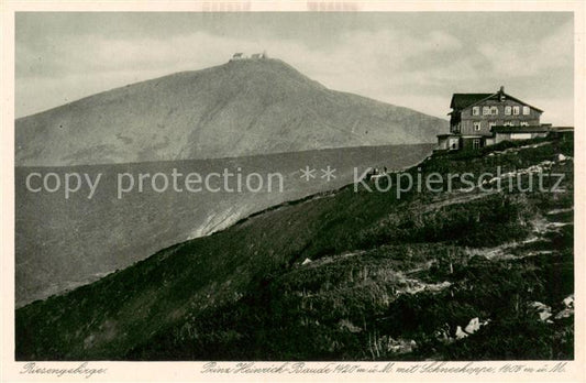 73809584 Riesengebirge Krkonose Karkonosze Prinz Heinrich Baude mit Schneekoppe