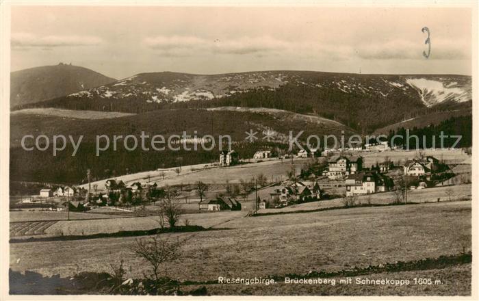 73817386 Brueckenberg Krummhuebel Riesengebirge PL Panorama mit Schneekoppe