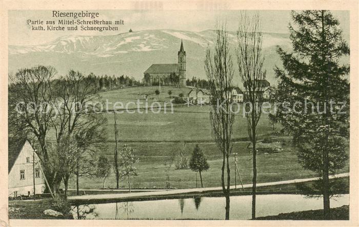 73817527 Mittel-Schreiberhau Szklarska Poreba Riesengebirge PL mit kat Kirche un