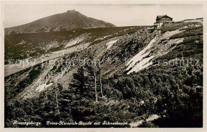 73817957 Riesengebirge Krkonose Karkonosze Prinz Heinrich Baude mit Schneekoppe