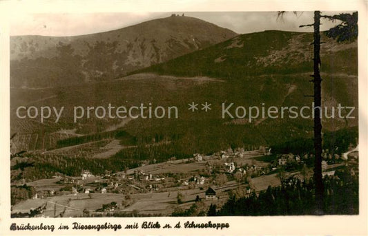 73818305 Brueckenberg Krummhuebel Riesengebirge PL Panorama mit Schneekoppenblic