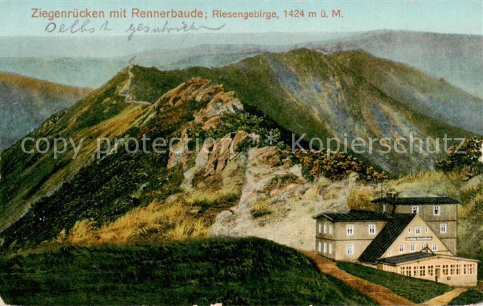 73818335 Riesengebirge Krkonose Karkonosze Ziegenruecken mit Rennerbaude