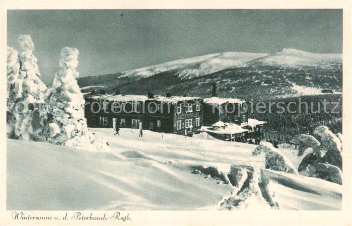 73818458 Riesengebirge Krkonose Karkonosze Peterbaude Winterpanorama