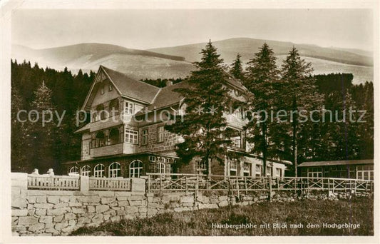 73818981 Hainbergshoehe 679m Riesengebirge PL Hotel Heinberghoehe mit Blick zum