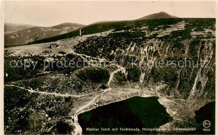 73818619 Riesengebirge Krkonose Karkonosze Kleiner Teich mit Teichbaude Hampelba