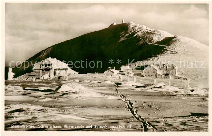 73818625 Riesengebirge Krkonose Karkonosze Schlesierhaus Riesenbaude und Schneek