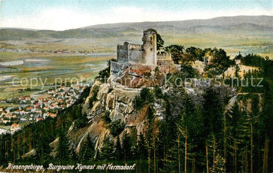 73818651 Hermsdorf Bad Riesengebirge PL Panorama mit Burgruine Kynast