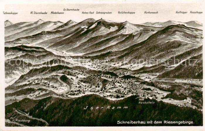 73818855 Schreiberhau Szklarska Poreba Riesengebirge PL Panoramakarte mit dem Ri