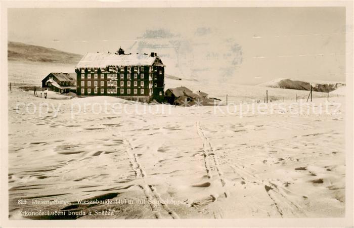 73818875 Spindleruv Mlyn Spindelmuehle Riesengebirge CZ Wiesenbaude mit Schneeko