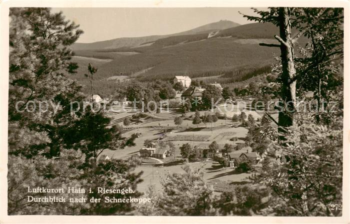 73819803 Hain  Giersdorf Riesengebirge Podgorzy PL Durchblick zur Schneekoppe