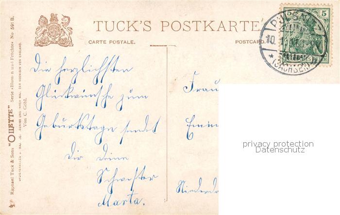 73891702 Verlag Tucks Oilette Serie Nr. 591 B Geburtstag aepfel