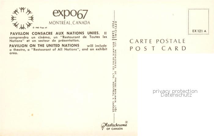 73893339 Exposition Universelle Internationale Montreal 1967 Pavillon nations un