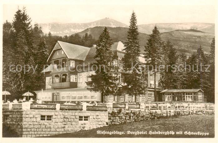 73823744 Riesengebirge Krkonose Karkonosze Berghotel Hainberghoeh mit Schneekopp