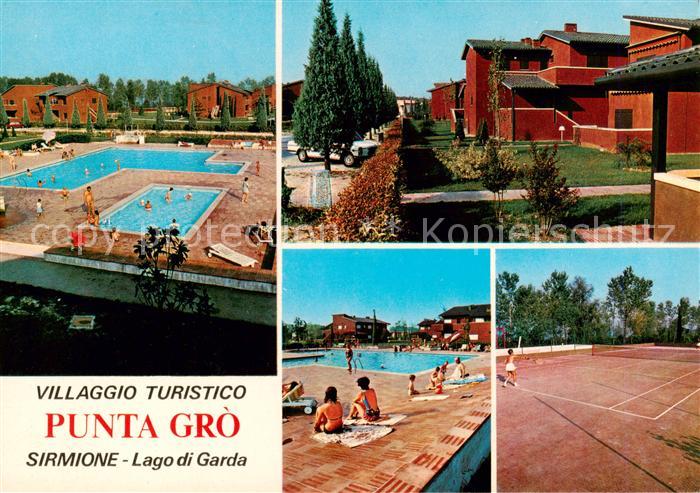 73841179 Sirmione Lago di Garda Punta Gro Schwimmbad Tennisplatz