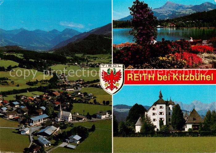 73844132 Reith Kitzbuehel Schloss Muenichau Schwarzsee Fliegeraufnahme Alpenpano