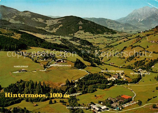 73848303 Hintermoos Pinzgau AT Fliegeraufnahme mit Handlerhof Appartementhaus Sp